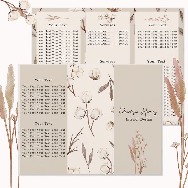 Elegant Botanical Cotton Pink Trifold Brochure (Creator Uploaded)
