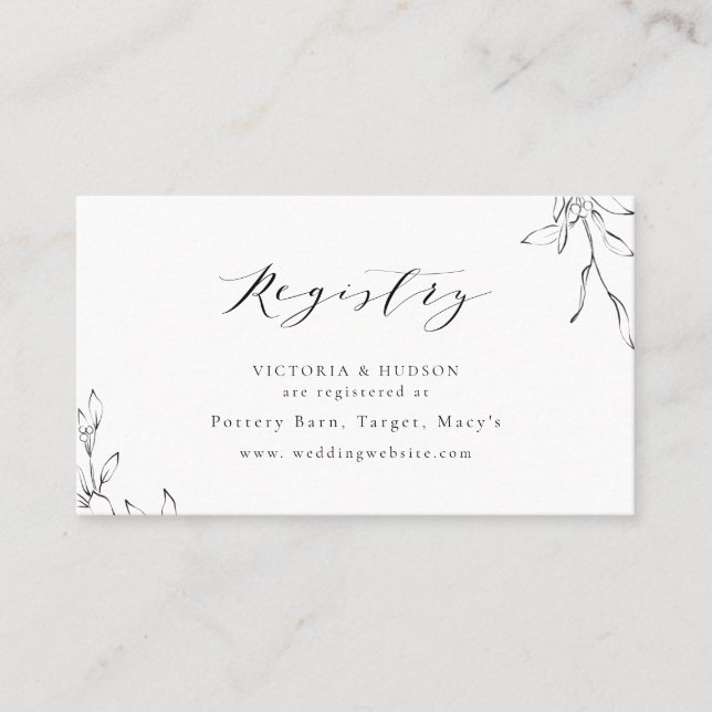 Elegant botanical crest monogram bridal Registry Place Card (Front)