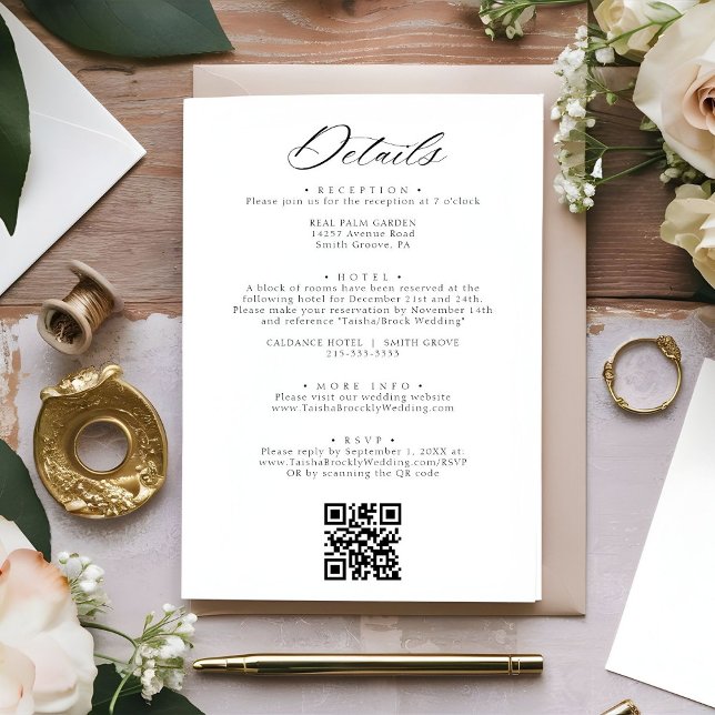 Elegant botanical crest monogram wedding Details Enclosure Card (Creator Uploaded)