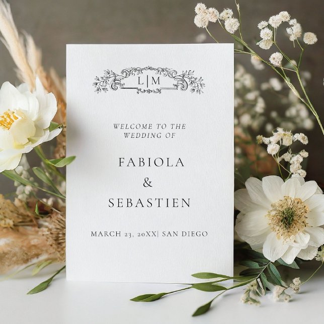 Elegant botanical crest monogram Welcome sign (Creator Uploaded)