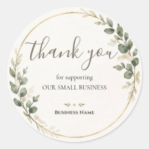 Elegant Botanical Custom Small Business Packaging Classic Round Sticker