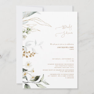 Elegant Botanical Daisy White Bridal Shower Invitation