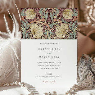 Elegant Botanical Dusty Pimpernel Wedding Invitation
