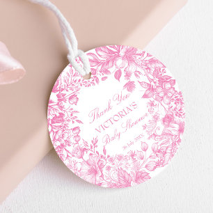 Elegant botanical dusty pink baby shower favour tags