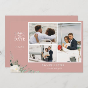 Elegant Botanical Dusty Rose Photo Save The Date