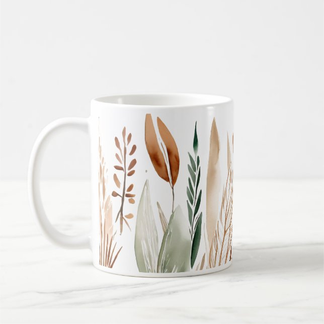 Elegant Botanical Earthy Tones Boho Coffee Mug (Left)
