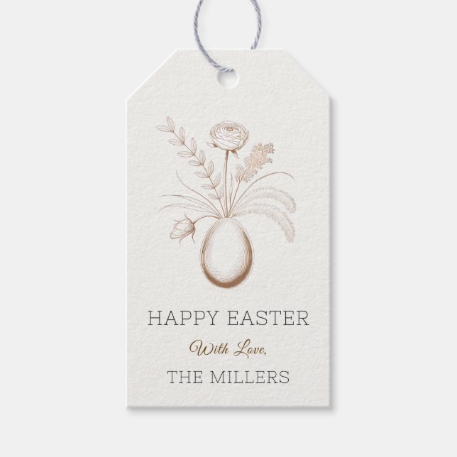 Elegant Botanical Easter Personalized Gift Tag (Front)