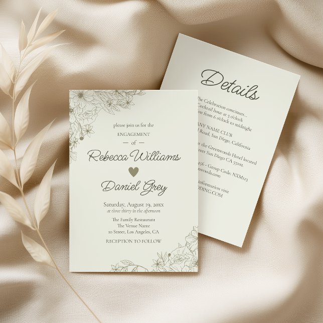 Elegant Botanical Engagement Party Invitation (Creator Uploaded)