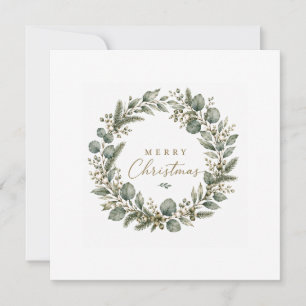 Elegant Botanical Eucalyptus Christmas flat card