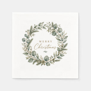 Elegant Botanical Eucalyptus Christmas Napkin