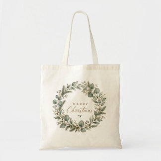 Elegant Botanical Eucalyptus Christmas Tote Bag