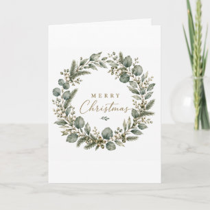 Elegant Botanical Eucalyptus Christmas Wreath card