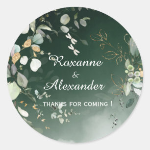 Elegant Botanical Eucalyptus Greenery   Classic Round Sticker