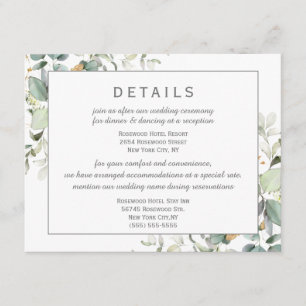 Elegant Botanical Eucalyptus Greenery Details Enclosure Card