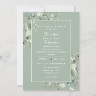 Elegant Botanical Eucalyptus Greenery, Sage Color Invitation