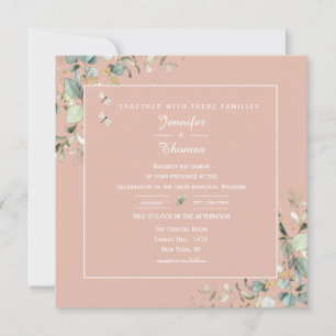 Elegant Botanical Eucalyptus Greenery  Tea Roses Invitation