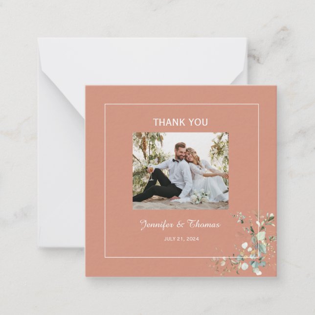 Elegant Botanical Eucalyptus Greenery & Terracotta Card (Front)