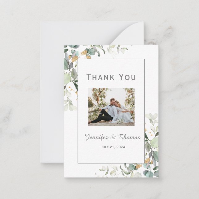 Elegant Botanical Eucalyptus Greenery Thank You    Card (Front)