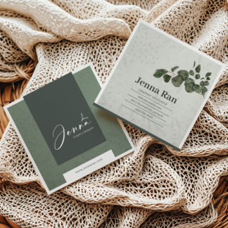 Elegant Botanical Eucalyptus Minimalist Business Square Business Card