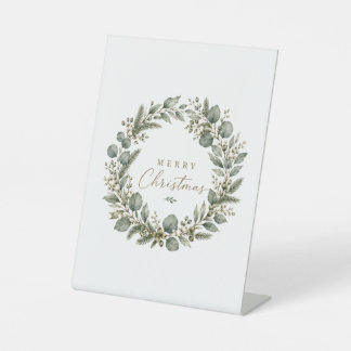 Elegant Botanical Eucalyptus Pedestal Sign