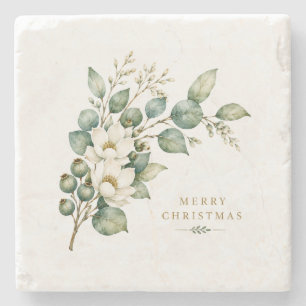 Elegant Botanical Eucalyptus Stone Coaster