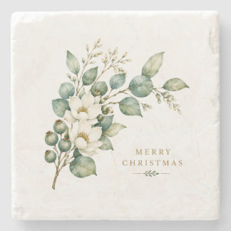 Elegant Botanical Eucalyptus Stone Coaster
