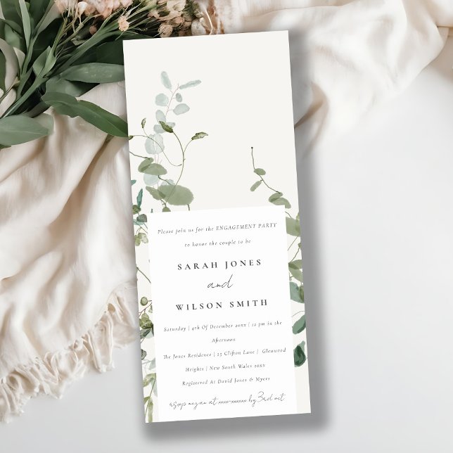 Elegant Botanical Eucalyptus Watercolor Engagement Invitation (Creator Uploaded)