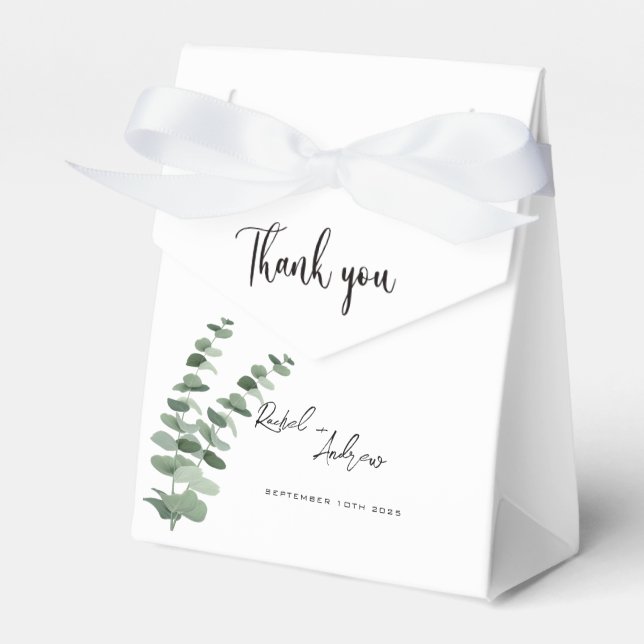 Elegant Botanical Eucalyptus watercolor Wedding  Favour Box (Front Side)