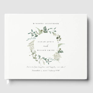 Elegant Botanical Eucalyptus Watercolor Wedding Guest Book