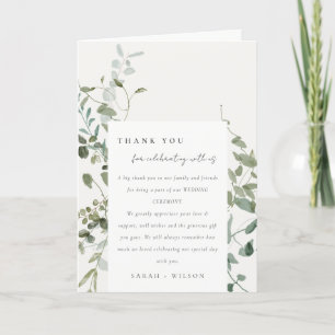 Elegant Botanical Eucalyptus Watercolor Wedding Thank You Card