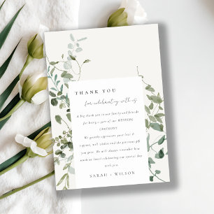Elegant Botanical Eucalyptus Watercolor Wedding Thank You Card