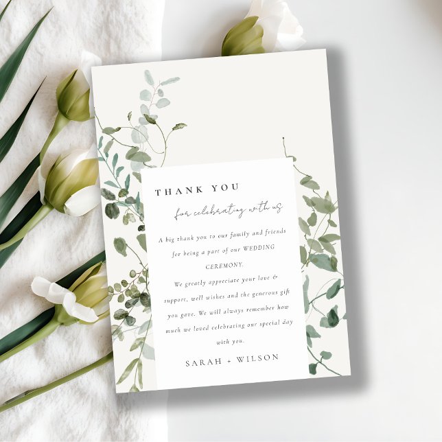 Elegant Botanical Eucalyptus Watercolor Wedding Thank You Card (Creator Uploaded)