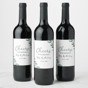 Elegant Botanical Eucalyptus Wedding Overlay Wine Label