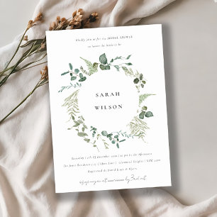 Elegant Botanical Eucalyptus Wreath Bridal Shower Invitation