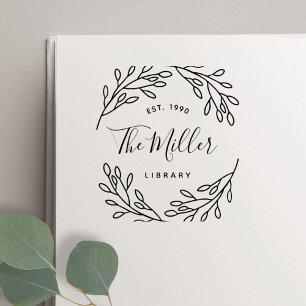 Elegant Botanical Family Bookplate Self-inking Stamp