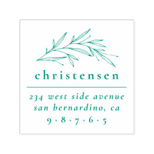 Elegant Botanical Family Name & Return Address Self-inking Stamp