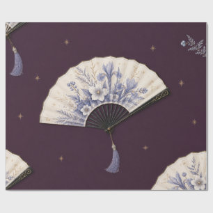 Elegant Botanical Fan Christmas Amethyst Wrapping  Paper