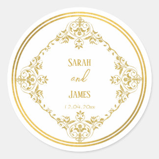 Elegant Botanical Faux Gold Wedding Sticker