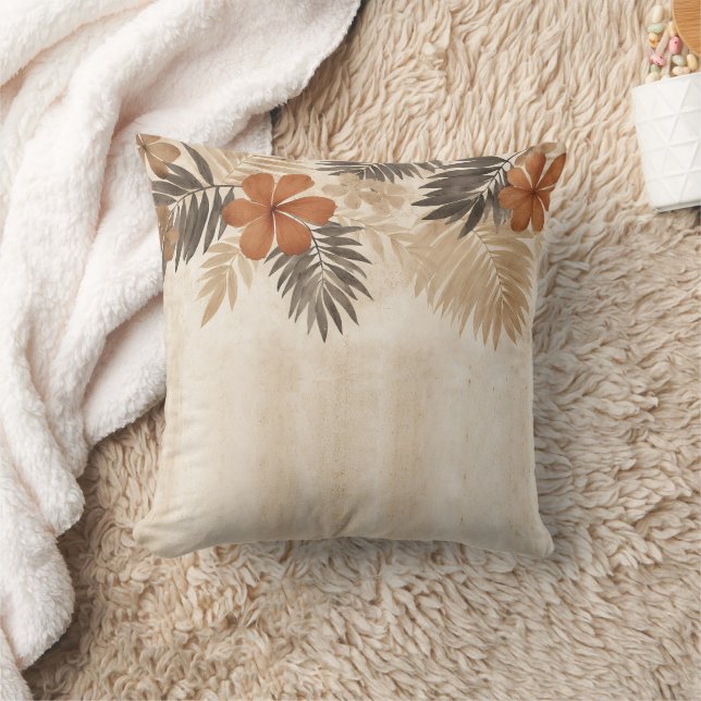 Elegant Botanical Floral Background in Warm Tones Cushion (Blanket)