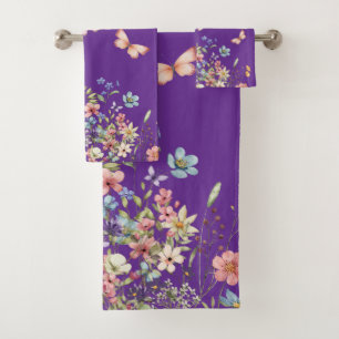 Elegant Botanical Floral Bath Towel Set