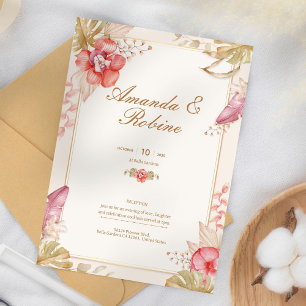 Elegant Botanical Floral Boho Wedding Invitation