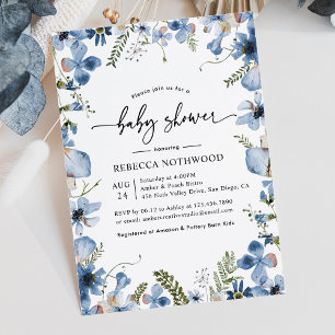 Elegant Botanical Floral Boy Baby Shower Invitation