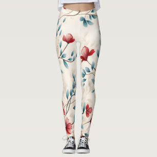 Elegant Botanical Floral Branch Leggings
