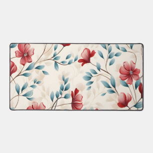 Elegant Botanical Floral Branch Pattern Desk Mat