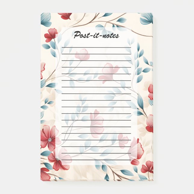 Elegant Botanical Floral Branch Post-it Notes (Front)