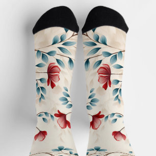 Elegant Botanical Floral Branch Socks