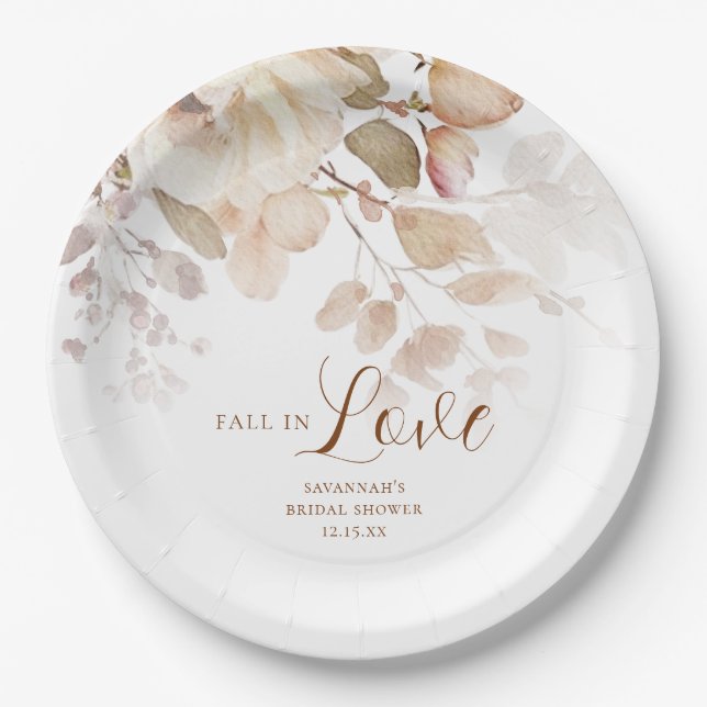 Elegant Botanical Floral Bridal Shower Paper Plate (Front)