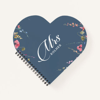 Elegant Botanical Floral Calligraphy Wedding Notebook