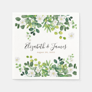 Elegant Botanical Floral Garden Eucalyptus Wedding Napkin