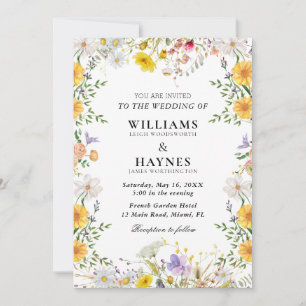 Elegant Botanical Floral Greenery Wedding Invitation